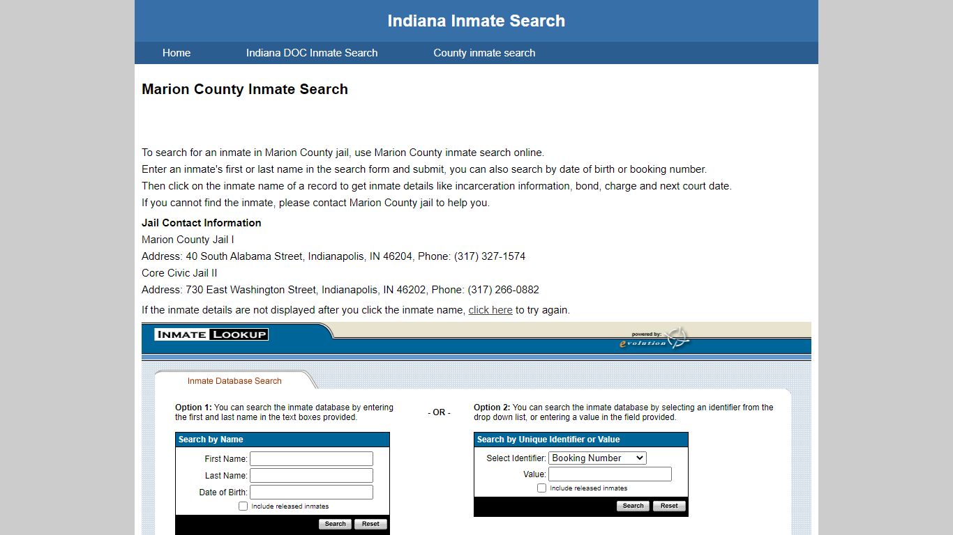 Marion County Inmate Search